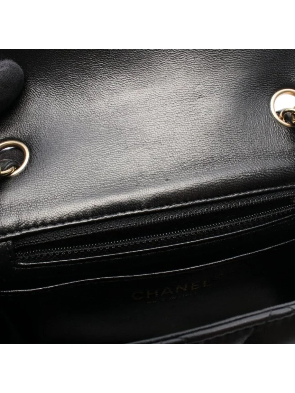 Chanel Shoulder Bag Mini Quilted Black Lambskin Chain